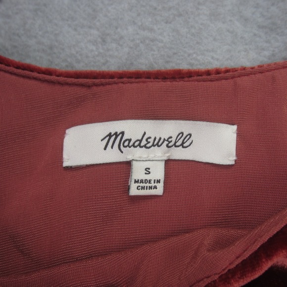 Madewell Tank Womens Small Rust Red Velvet Ruffle Cold Shoulder Spaghetti Top - Picture 7 of 13